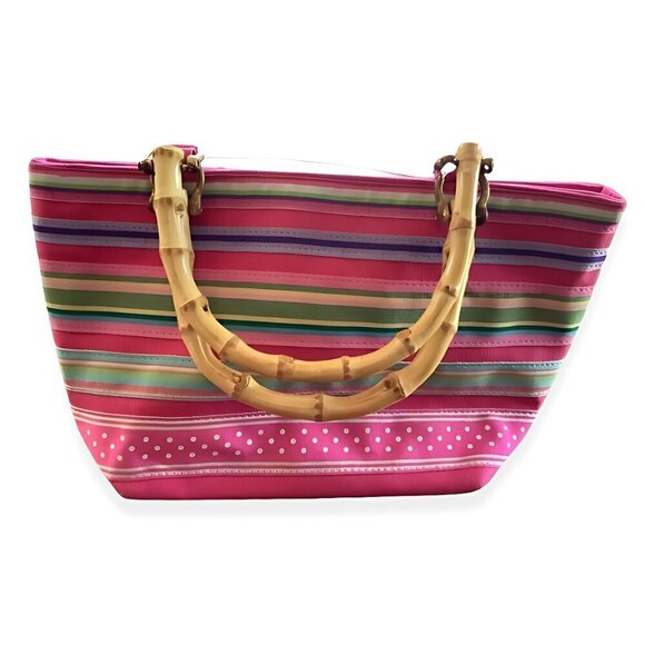 Tianni Mini Handbag Bamboo Handles Magnetic Button Stripe Pattern Multi-Color OS - Picture 1 of 5